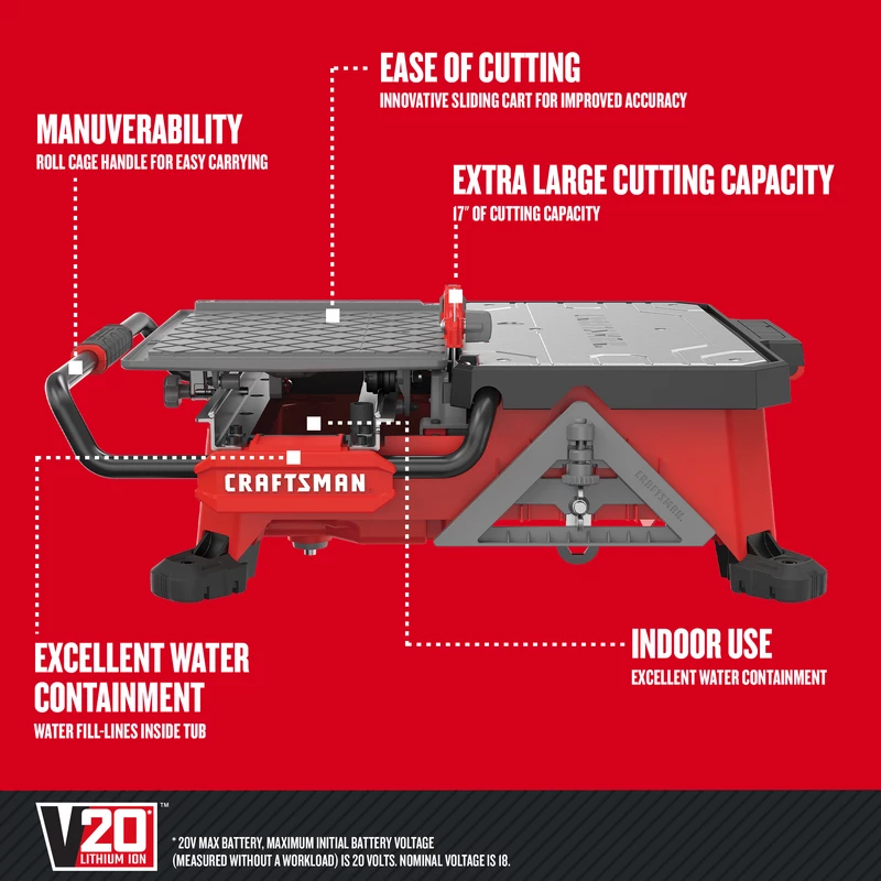 Cheap β Craftsman V20 20 volt Cordless 7 in. Wet Tile Saw Kit (Battery & Charger) π 2 Cheap β Craftsman V20 20 volt Cordless 7 in. Wet Tile Saw Kit (Battery & Charger) π - Image 2
