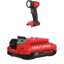 Cheap ⭐ Craftsman V20 Led Work Light With Lithium Ion Battery, 2.0-Amp Hour, Charger Sold Separately (Cmcl020B & Cmcb202) 👏