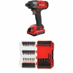 New ✔️ Craftsman V20 Impact Driver Kit, Cordless, 1/4-Inch With Drill/Driver Set, Impact Ready Bits, 33 Pieces (Cmcf800C2 & Cmaf1333) 🧨
