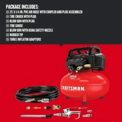 Alternative view of Buy 🔥 Craftsman Air Compressor, 6 Gallon, Pancake, Oil-Free with 13 Piece Accessory Kit (CMEC6150K) 👏