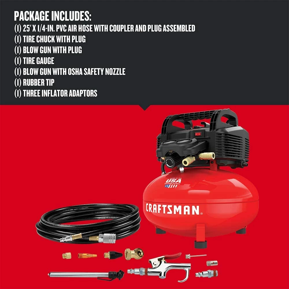 Buy π₯ Craftsman Air Compressor, 6 Gallon, Pancake, Oil-Free with 13 Piece Accessory Kit (CMEC6150K) π 2 Buy π₯ Craftsman Air Compressor, 6 Gallon, Pancake, Oil-Free with 13 Piece Accessory Kit (CMEC6150K) π - Image 2