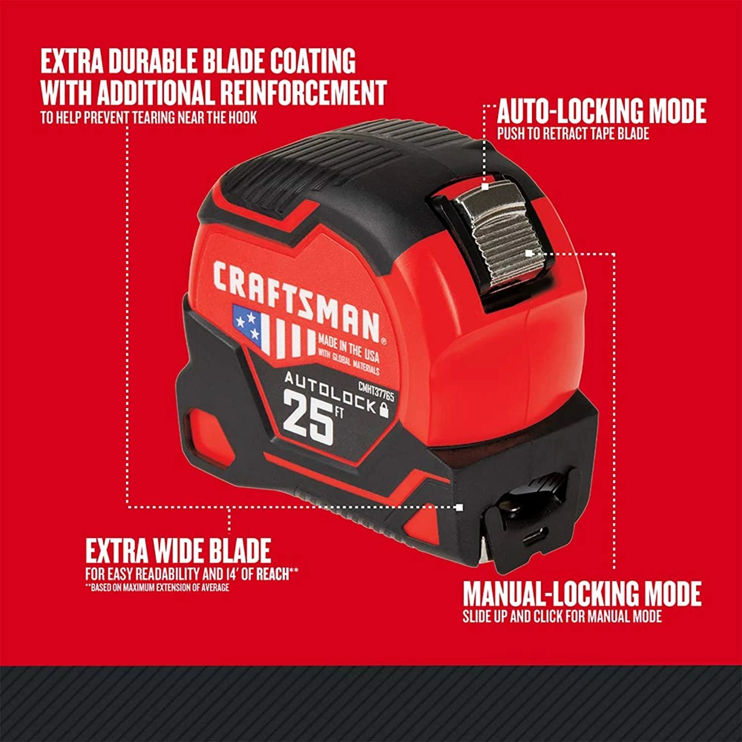Flash Sale 🧨 Craftsman Tape Measure, Autolock, 25-Foot (Cmht37765S) ❤️ 2 Flash Sale 🧨 Craftsman Tape Measure, Autolock, 25-Foot (Cmht37765S) ❤️ - Image 2
