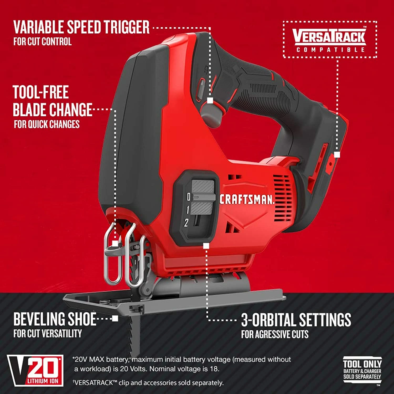 Flash Sale π Craftsman V20 Cordless Jig Saw, Tool Only (Cmcs600B) π 4 Flash Sale π Craftsman V20 Cordless Jig Saw, Tool Only (Cmcs600B) π - Image 4
