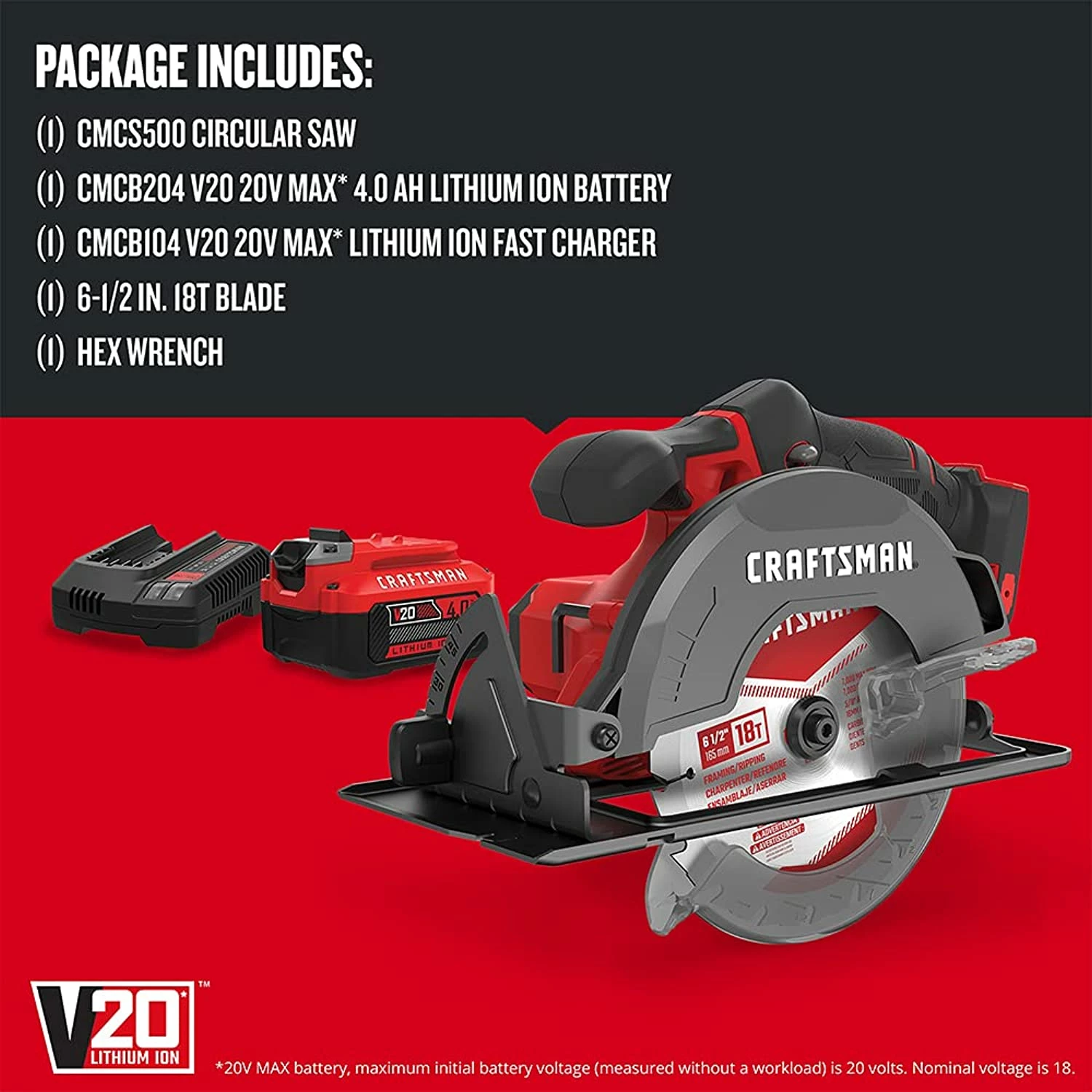 Best Sale π Craftsman V20 6-1/2-Inch Cordless Circular Saw Kit (Cmcs500M1) π₯ 2 Best Sale π Craftsman V20 6-1/2-Inch Cordless Circular Saw Kit (Cmcs500M1) π₯ - Image 2