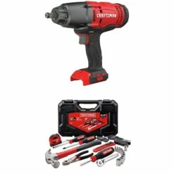 Discount ✔️ Craftsman V20 Cordless Impact Wrench, Tool Only With Mechanics Tools Kit/Socket Set, 57-Piece (Cmcf900B & Cmmt99446) 👍