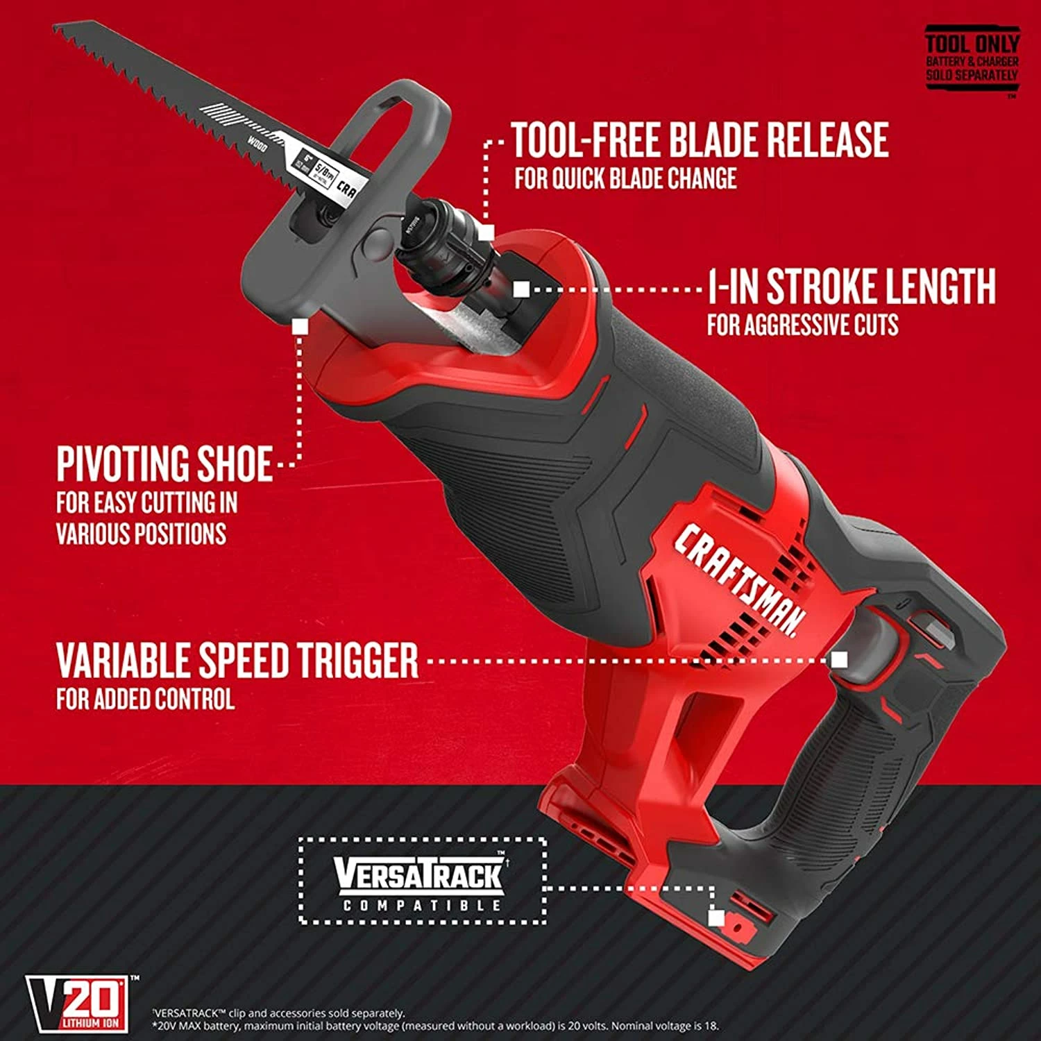 Deals ✨ Craftsman V20 Reciprocating Saw, Cordless, Tool Only (Cmcs300B) 🤩 5 Deals ✨ Craftsman V20 Reciprocating Saw, Cordless, Tool Only (Cmcs300B) 🤩 - Image 5