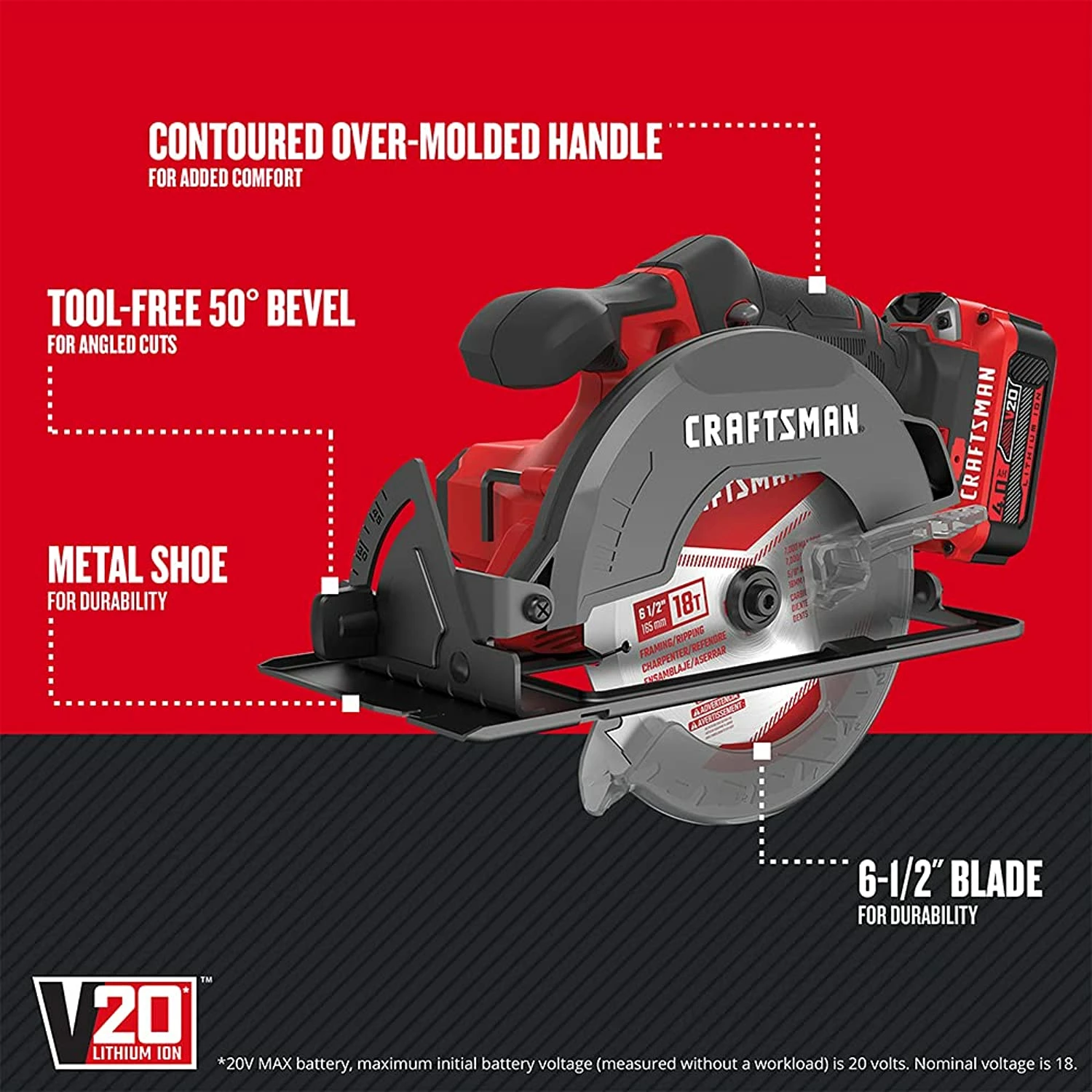 Best Sale π Craftsman V20 6-1/2-Inch Cordless Circular Saw Kit (Cmcs500M1) π₯ 5 Best Sale π Craftsman V20 6-1/2-Inch Cordless Circular Saw Kit (Cmcs500M1) π₯ - Image 5
