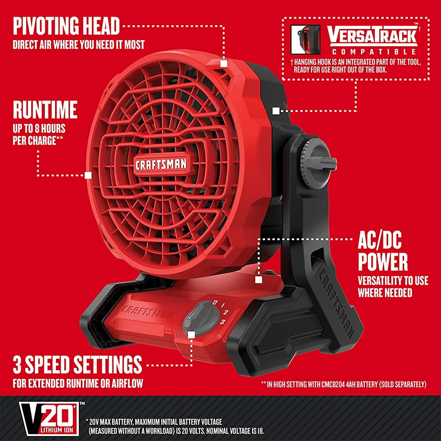 Cheapest π₯ Craftsman V20 Max Cordless Fan With Battery Kit, Charger Included, 4.0-Ah (Cmce001B & Cmcb204-Ck) β 5 Cheapest π₯ Craftsman V20 Max Cordless Fan With Battery Kit, Charger Included, 4.0-Ah (Cmce001B & Cmcb204-Ck) β - Image 5