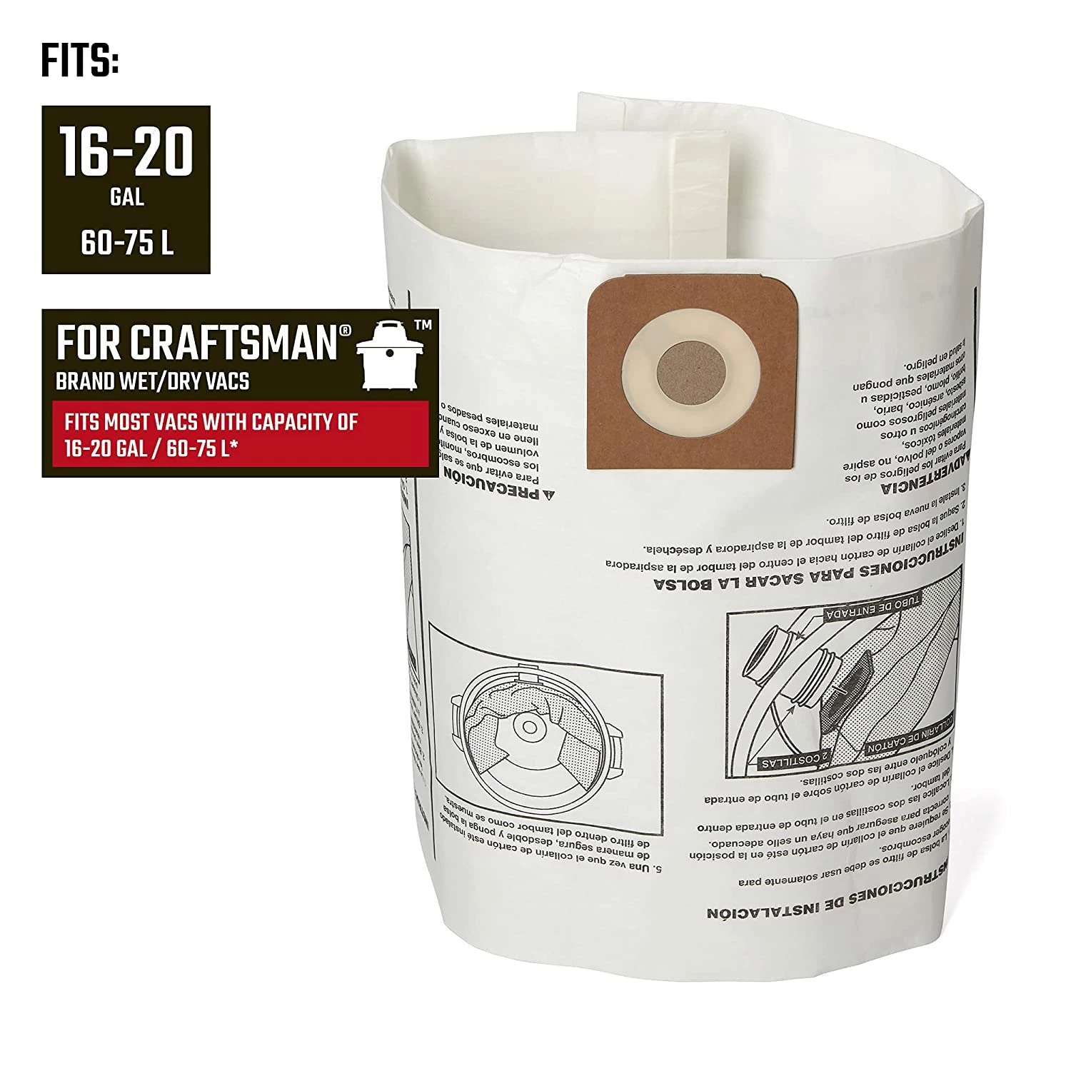 Best Pirce π Craftsman Cmxzvbe38749 General Purpose Wet/Dry Shop Vacuum Dust Collection Bags For 16 And 20 Gallon Shop Vacuums, 3-Pack βοΈ 2 Best Pirce π Craftsman Cmxzvbe38749 General Purpose Wet/Dry Shop Vacuum Dust Collection Bags For 16 And 20 Gallon Shop Vacuums, 3-Pack βοΈ - Image 2