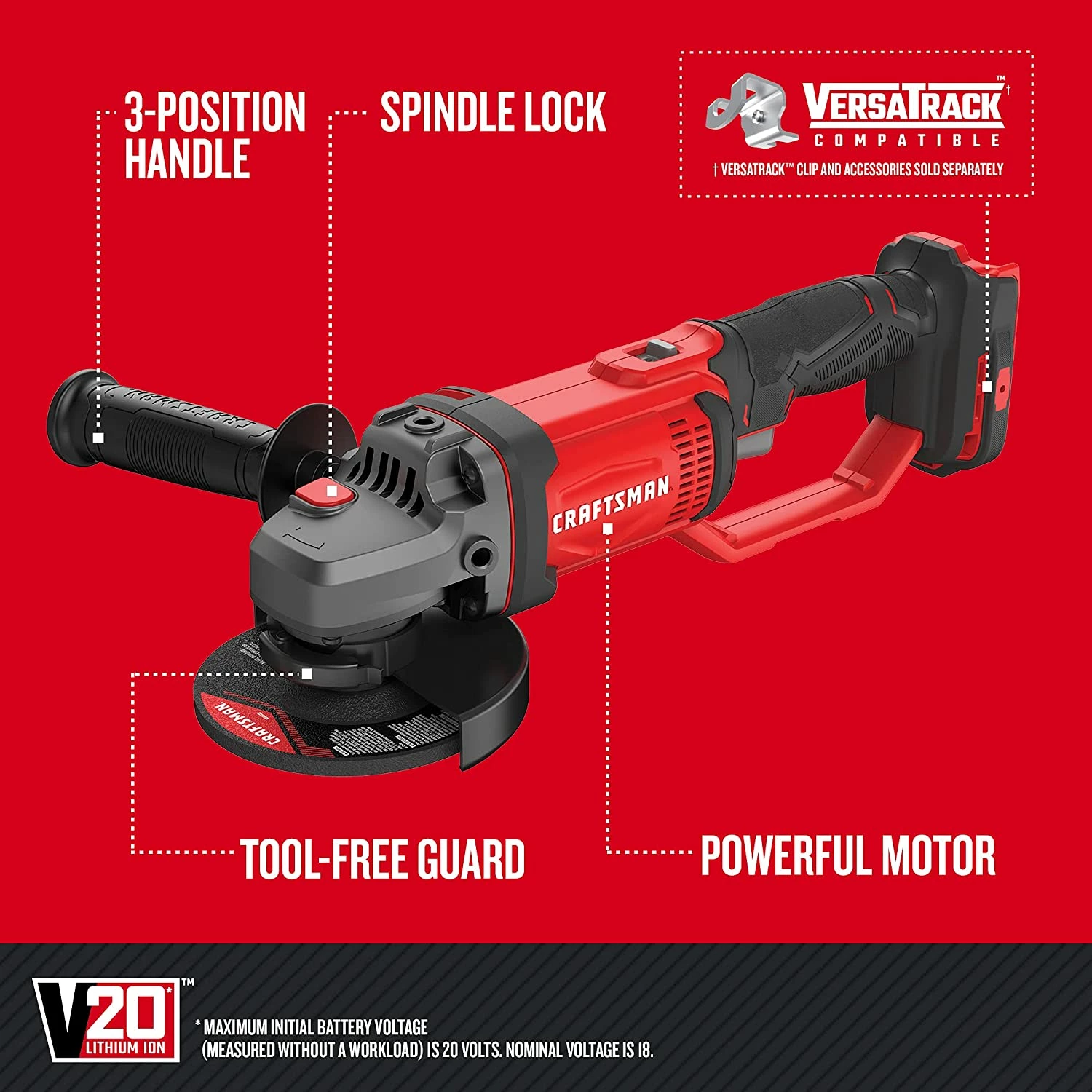 Best Sale β Craftsman V20 Angle Grinder, Small, 4-1/2-Inch With Battery Kit, Charger Included, 4.0-Ah (Cmcg400B & Cmcb204-Ck) π 5 Best Sale β Craftsman V20 Angle Grinder, Small, 4-1/2-Inch With Battery Kit, Charger Included, 4.0-Ah (Cmcg400B & Cmcb204-Ck) π - Image 5