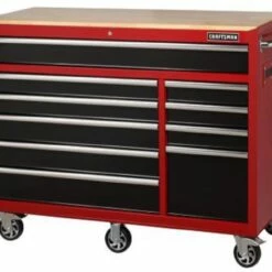 Best reviews of 👍 Craftsman 56” 10 Drawer Rolling Cabinet with Wood Top - Red ⌛
